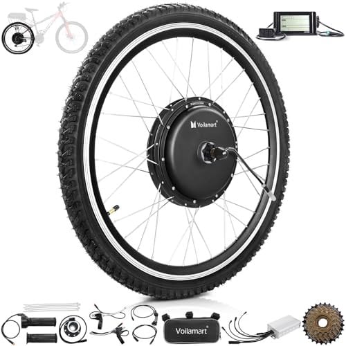 Voilamart Waterproof 48V 1000W Electric Bike Conversion Kit, 26 Rear Wheel Electric Bicycle Motor Conversion Kit with Waterproof LCD Display, e bike Cycling Hub with Intelligent Controller