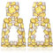 EVER FAITH Pendientes cuadrados grandes bohemios de goteo de cristal geométrico con diseño amarillo en relieve