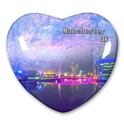 UK Manchester Fridge Magnet Refrigerator Stickers Collection Decorative Magnet Travel Souvenir Heart-Shaped Crystal Glass