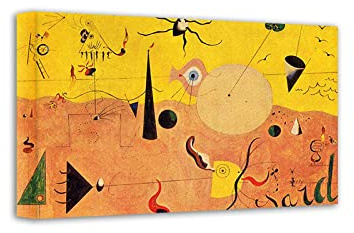 Impressions sur Toile Encadrée d'œuvres d'art,Joan Miro Peinture célèbre sur ToilePaysage catalanReproductions prêtes à Accrocher,Tableau d'art mural sur Toile 40x65cm(16x26in) Encadrée