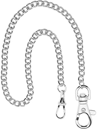 SING F LTD Pocket Watch Chain Vest Chain Albert with Lobster Clasp 14.5 Inch Classic Metal Plating Hanging Watch Chain Strap Pocket Watch Accessories Silver