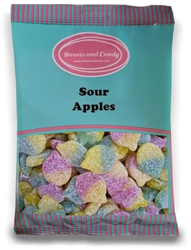 Sweets and Candy® Sour Apples 1Kg - Vegan and Vegetarian Friendly - Fruity Apple Flavour Sour Gummy Sweets - Bulk 1 Kilo Bag - Retro Pick and Mix Share Size Bags - A Great Sweet Gift
