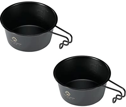 CAMPINGMOON BKS-360-2P Lot de 2 tasses de camping en acier inoxydable 450 ml Noir