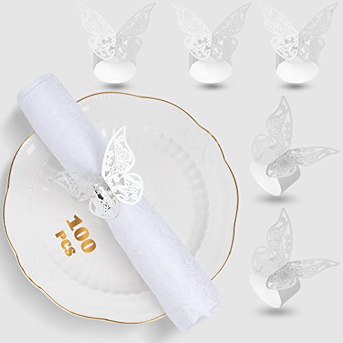 100 Stück Serviettenringe Laser Cut Schmetterlingsform Folienpapier Serviettenhalter für Hochzeiten Party Serviette Tischdekoration RestaurZant