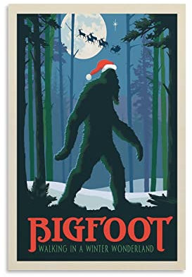 Vintage-Poster Bigfoot Winter Wonderland Poster Dekorative Malerei Leinwand Wand & Kunstbild Druck Moderne Familie Schlafzimmer Dekor 30 x 45 cm