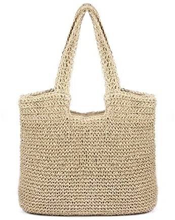 LHHMZ Sac à bandoulière en Paille pour Femme Grand Sac fourre-Tout Summer Beach Tisser des Sacs de Paille Faits à la Main