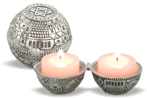 Erstaunliche Shabbat-Reise-Kerzenständer, Metall, kompakt, Größe 5,1 cm