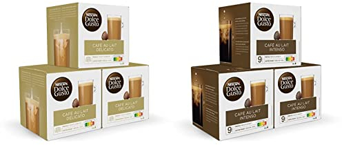 Nescafé Dolce Gusto Café con Leche Delicato - Pack De 3 x 16 cápsulas - Total: 48 Cápsulas & Nescafé CAFÉ CON LECHE INTENSO - Pack De 3 x 16 cápsulas - Total: 48 Cápsulas