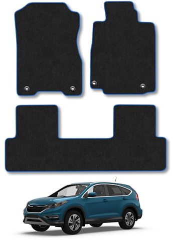 Fits Honda CR-V (2012-2018) Carpet Car Mats | Blue Edge Trim Tailored Fit Floor Mats Full Coverage Protection Accessories Easy Clean Anti Slip Made in the UK