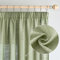 Woaboy Leinen Gardinen mit Kräuselband Vorhänge Wohnzimmer Leinenoptik Halbtransparent Stores Gardine Schlafzimmer Modern Schlaufengardinen 2er Set 140x260cm (BxH) Grün