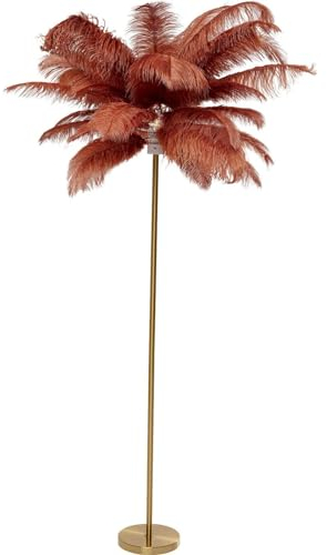 Kare Design Stehleuchte Feather Palm Rusty, Rot, 165cm, Stehlampe für Wohnzimmer, Bodenlampe, Dekoleuchte, Leuchtmittel nicht inklusiv