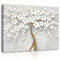 Impression Sur Toile Abstraite Fleurs - Motif Arbre Doré Et Blanc - 100 x75 cm - Grande Toile - Xxl - Tableau Decoration Murale Pour Chambre À Coucher Salon - Prêt À Être Accroché