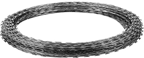 XXIOJUN Stacheldraht Doppelspirale - Verzinkter Stahl Stacheldraht Zaun Band Stacheldraht Spulen Für Bauernhof, Zaun, Garten, Spule Durchmesser 45cm, 1 Spulen (Farbe : Silver, Größe : 100m)