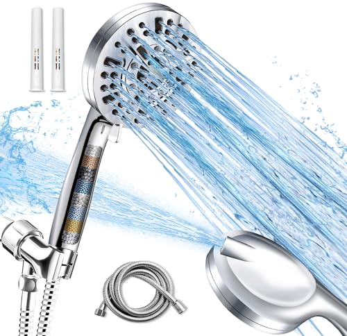 Reviday High Pressure Shower Head With Filters,5'' Large Shower Head Filter For Hard Water,10 Innovative Spray Modes,2-In-1 Design&Power Wash Mode,For Tub&Tile Washing Pet Bathing