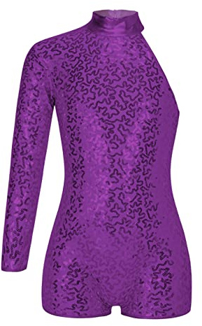 CHICTRY Body da Ginnastica Artistica Bambina Paillettes Metallico Leotards Vestito Danza Classica Jumpsuit Manica Lunga Body da Balletto Jazz Danza Moderna Performance