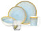 Melamin Camping Geschirr Set 4 Personen Crystal Blue + 4 Timo Gläser Wassergläser Tafelgeschirr Picknick BBQ Kochgeschirr