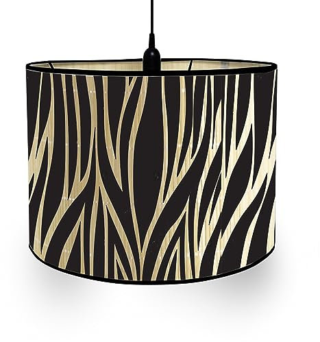 Fansu Pantalla De Lámpara Negro Geometría Pantallas de Lámpara de Tela Cubierta De Lámpara De Tambor Cilíndrica Lámpara De Pie Para El Hogar Mesa De Hotel Mesita De Noche (30x30x20cm,Hoja)