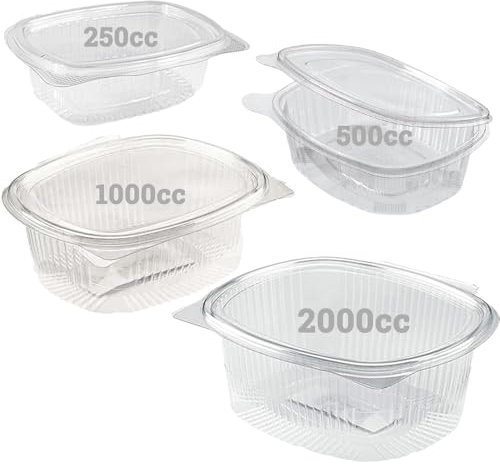 GM 50 Vaschette per Alimenti Usa e Getta con Coperchio Ovali Trasparenti in Pet Misura 500 cc Contenitori con Coperchio Unito Trasparente Vaschette per Alimenti Usa e Getta Chiusura ermetica