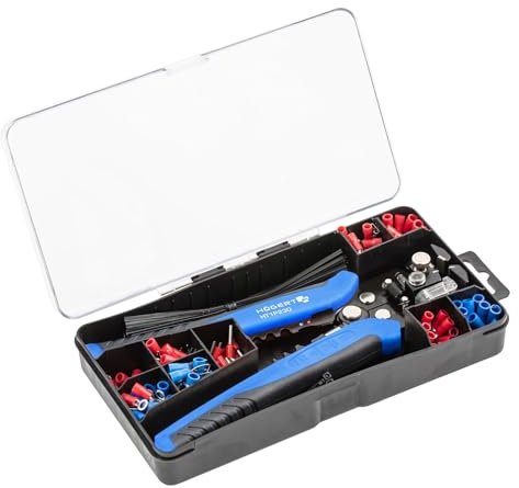 Högert Technik - Automatische Abisolierzange + elektrische anschlüsse Abisolierwerkzeug und Crimpzange, Kabelzange mit einem Satz von 200 Stück Verbinder verpackt in praktischer Kunststoffverpackung