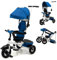 COSTWAY 4 in 1 Kinder Dreirad, Kinderdreirad klappbar mit Schubstange, drehbarer Sitz, Vorwärts und Rückwärtsfahrt, Laufrad mit verstellbarem Verdeck & abnehmbarem Geländer für Baby ab 1 Jahr (Blau)