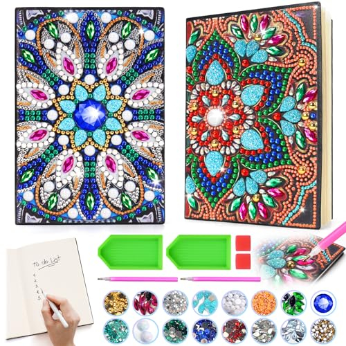pearoft Mandala A5 Notizbuch Diamantmalerei Bastelsets für Kinder – cooles Tagebuch Mädchen Geburtstagsgeschenke