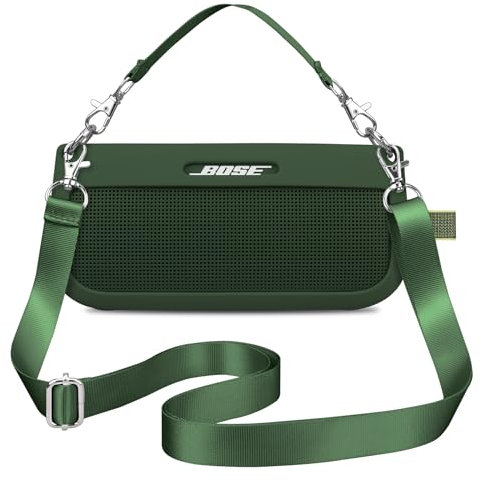 BOVKE Silicone Case Cover Compatible with Bose SoundLink Flex Bluetooth Portable Speaker, Soft Protective Silicone Sleeve for Bose SoundLink Flex Wireless Speaker with 2 Straps, Green