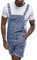 Salopette da uomo in jeans per il tempo libero, corto, abbigliamento da lavoro, pantaloni da lavoro, traspiranti, leggeri, con tasche, tuta estiva, tinta unita, comodi pantaloni cargo, Blu, S