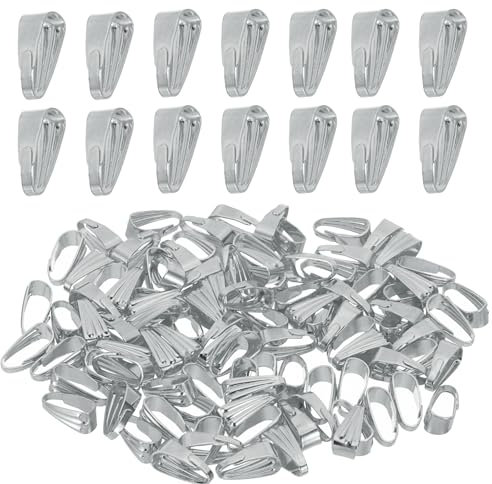 PATIKIL 8.5x3.5mm Snap Bail Hook Pinch, 100Pcs Alloy Pendant Charm Clasp Connectors Bail for Necklace Jewelry Making Bracelet Dangle DIY Crafts, White Silver