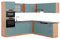 Vicco Eckküche R-Line, Blau-Grau/Goldkraft Eiche, 237 x 247 cm, AP Anthrazit