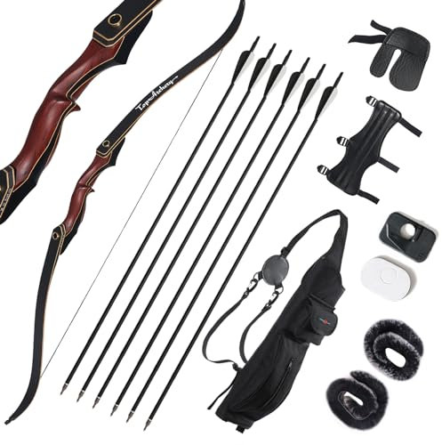 60 Zoll Recurvebogen Set Erwachsene,Pfeil und Bogen Set Bogenschießen Sportbogen Set 30-50 Lbs Rechte Hand Für Erwachsene Schießübungen (45 lbs)