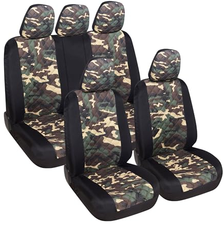 Susy Shop Housses de siège de voiture universelles, avant et arrière, compatibilité universelle montage simple (A23-set complet, camouflage classique)