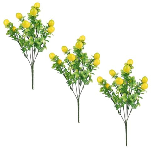 Zitronen Deko,3 StüCk Schaum Zitronenzweige Deko,Lebensecht Zitrone Deko,KüNstliche Zitronenzweige Geeignet FüR Die Platzierung In Girlanden, Glasflaschen, BäUmen, BlumentöPfen Und Vasen,36cm
