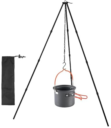 Réchaud trépied de camping - Cuisine portable avec trépied de camping | Support de réchaud trépied de camping | Trépied de feu de camp | Trépied de cuisine de camping en plein air |