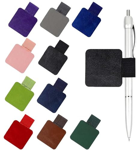 10 Stück Stiftschlaufe Selbstklebend mit Elastische Schlaufe, PU Leder Pen Holder für Apple Pencil und Stylus Stift, Stifthalter Selbstklebend für Tablet, Tagebuch, Kalender, Notizbuch, Mehrfarbig