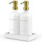 Kitchen Soap Dispenser Set with Tray - Hand and Dish Soap Dispenser for Kitchen,Modern Kitchen Decor & Accessories. (Gold)