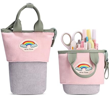 Xespis Federmäppchen Reißverschluss, Teleskopisch Mäppchen, 2-in-1 Standmäppchen, Federtasche Mädchen, Schüttelpenal Teenager, Schulmäppchen, für Mädchen Geschenke 7 8 9 10 11 12 Jahre