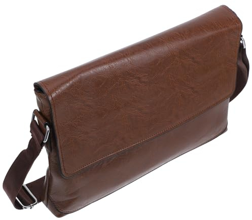 Aktentasche Umhängetasche aus PU Leder für Herren, Weihnachten Feier | Verstellbarer Gurt, Stauraum für Reisepass und Schlüssel, Schlichtes Design, für Pendeln und Party