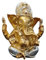 Goldene Lord Ganesha-Statuen,1 Stück Hindu Elefanten Gott Skulptur,Kunstharz indische Ganesha Idol Figur Elefanten Gott Figuren Dekoration Ornamente für Zuhause Büro Auto (Gold+Silber)