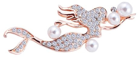 OATIPHO Meerjungfrauen-brustnadel Mit Strass Corsage Perlen Zarte Brosche Brustnadel Für Kleidung Frauenbrosche Roségold Finish