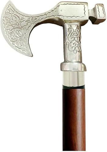 Antique Walking Stick Viking Handle Wooden Walking Cane for Men and Women Gifts