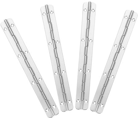 EXHUMKY 4pcs Long Piano Hinges Heavy Duty Stainless Steel Hinges with Pre-drilled Holes for Cabinets Toolboxes Wooden Boxes Versatile for Furniture Assembly