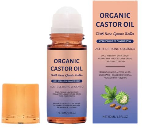 LAKPYN Rizinusöl 50ml,Castor Oil Organic,Bio-Rizinusöl-Roll-On-Flasche