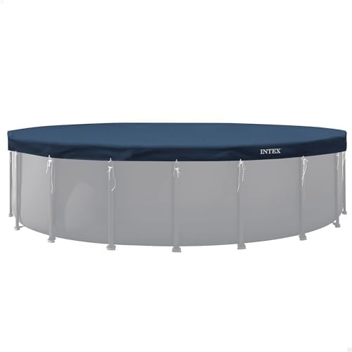 INTEX Poolabdeckung rund für Pools Ø 610 cm Ganzjahresplane (28088) | 3-lagiges UV-beständiges PE- Robuste & recycelte Ganzjahresabdeckung mit Halteschnur, hält auch bei windigem Wetter sicher