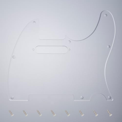 Banworks 1-lagiges E-Gitarren-Pickguard 8-Loch Amerikanisches TL-Pickguard | Gitarrenkratzerplatte mit 2 Pickup-Montagelöchern für US/MX Fender Modern Style Standard Tele Telecaster JT/HB-03 Transparent