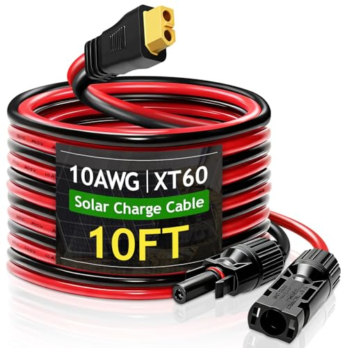 Solarladekabel Solarstecker auf XT60 Adapter Stecker,10AWG/6mm² Solarpanel Verlängerungskabel, Solarladekabel Solarkabel mit XT60 Stecker für Ecoflow Delta River Max Pro Powerstation 3M