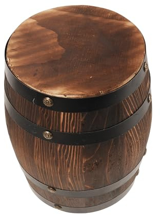 HIAKDOFT Vintage Holz Hocker Whiskyfass Beistelltisch 21cm Gartenmöbel Balkon Terrasse Rustikale Fassdeko