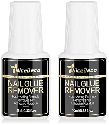 NiceDeco 2Pcs 10ml Nail Glue Remover, Fast Acting, Mild and Odorless Formula for Press On, Fake Nails, Easy Application, Non-Damaging Remover