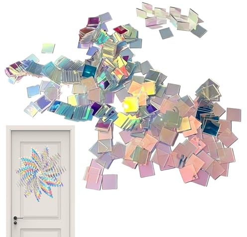 50 Stück Acryl Mosaiksteine Zum Basteln - 3cm Schillernde Acryl Quadrate | Holografische Mini Regenbogen Acrylquadrate, Fliesen Irisierende Acrylquadrate Für DIY Mosaik Art Malerei