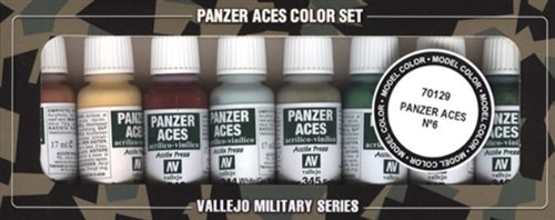 Vallejo Model Color Panzer Aces No.6 Lot de 8 peintures acryliques Couleurs assorties 17 ml