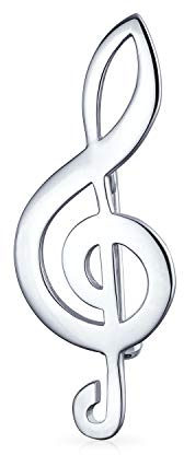 Grande Broche Épingle Note De Musique Clé De Sol Classique Pour Femme Musicienne Adolescente Professeur Étudiant En Argent Sterling .925